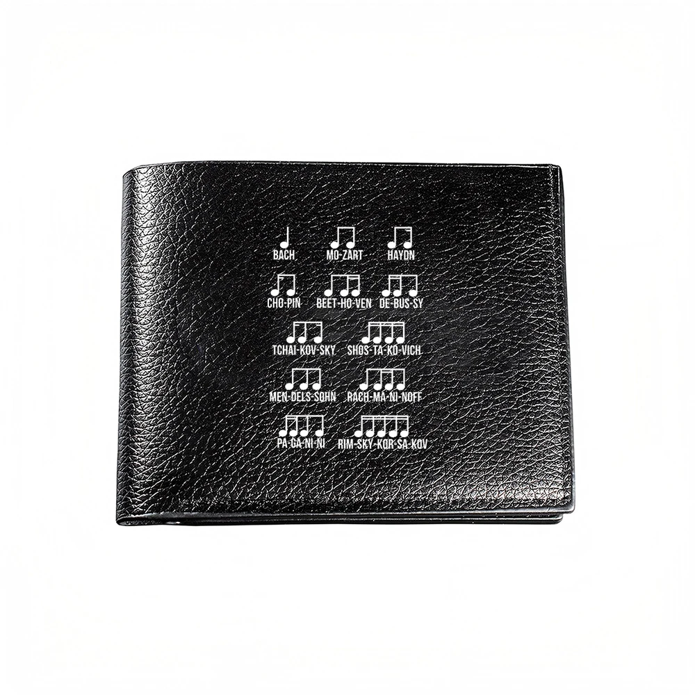 Music Notes And Composer Names Design Men's Wallet Card Holder Casual Business Fashion Style