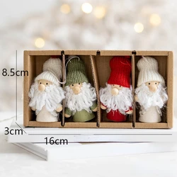4pcs/box Forest Santa Claus Mini Doll Christmas Tree Pendant Xmas Decoration for Home Gnome Doll Xmas Kids 2023 New Year Gifts
