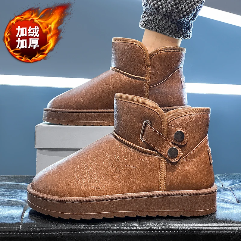 أحذية ثلج معزولة لعام 2025 للرجال، مبطنة بالفرو الصناعي ومضادة للانزلاق، مثالية لعيد المحاربين القدامى والتزلج أو التزلج على الجليد