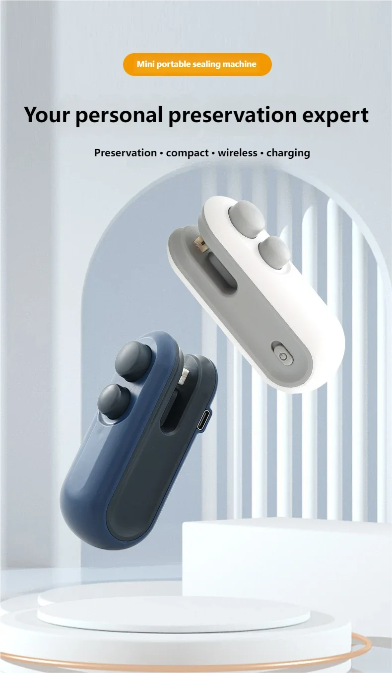Mini-Versiegelungsmaschine USB-Aufladbarer Heißversiegler für Aufbewahrungsbeutel Plastikverpackungen Lebensmittel-Versiegelungsclip Handgehaltener Lebensmittel-Heißversiegler – Detail 8