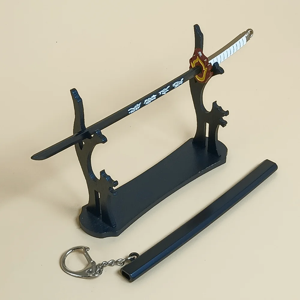 Épée Katana en métal Demon Slayer Rengoku Kyoujurou, Sabre de samouraï Original, couteau Ninja, accessoires de Cosplay, jouet accessoire, 5.9 pouces