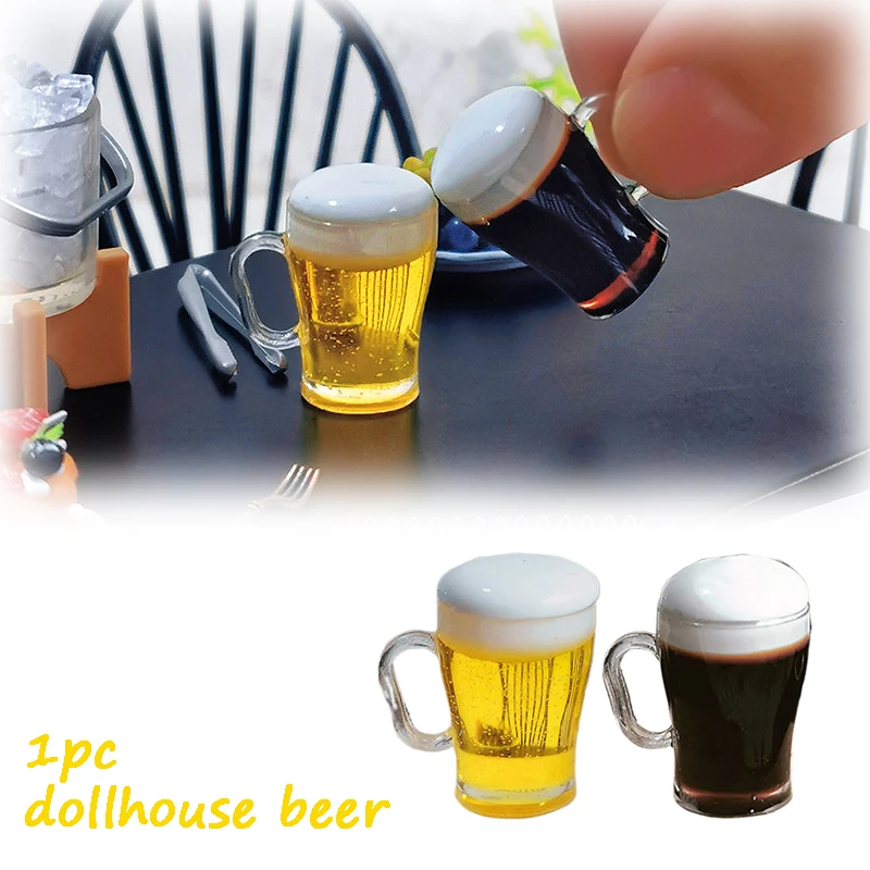 1/12 Dollhouse Simulation Mini Beer Cup Model Doll Home Beer Drinks Bar Scene Decor Toy Dolls House Accessories Pretend Play Toy