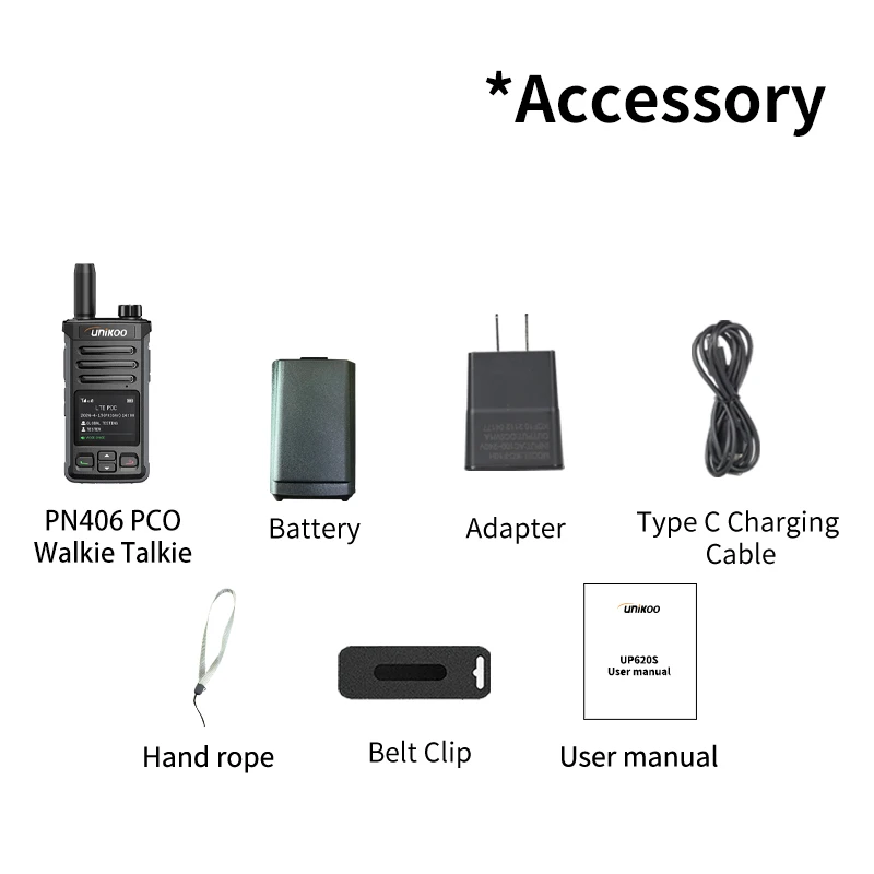 UNIKOO PN406 POC جهاز اتصال لاسلكي بشاشة 1.44 بوصة راديو شبكة 4G 2 قطعة أجهزة راديو طويلة المدى بطاقة SIM العالمية PTT 4G