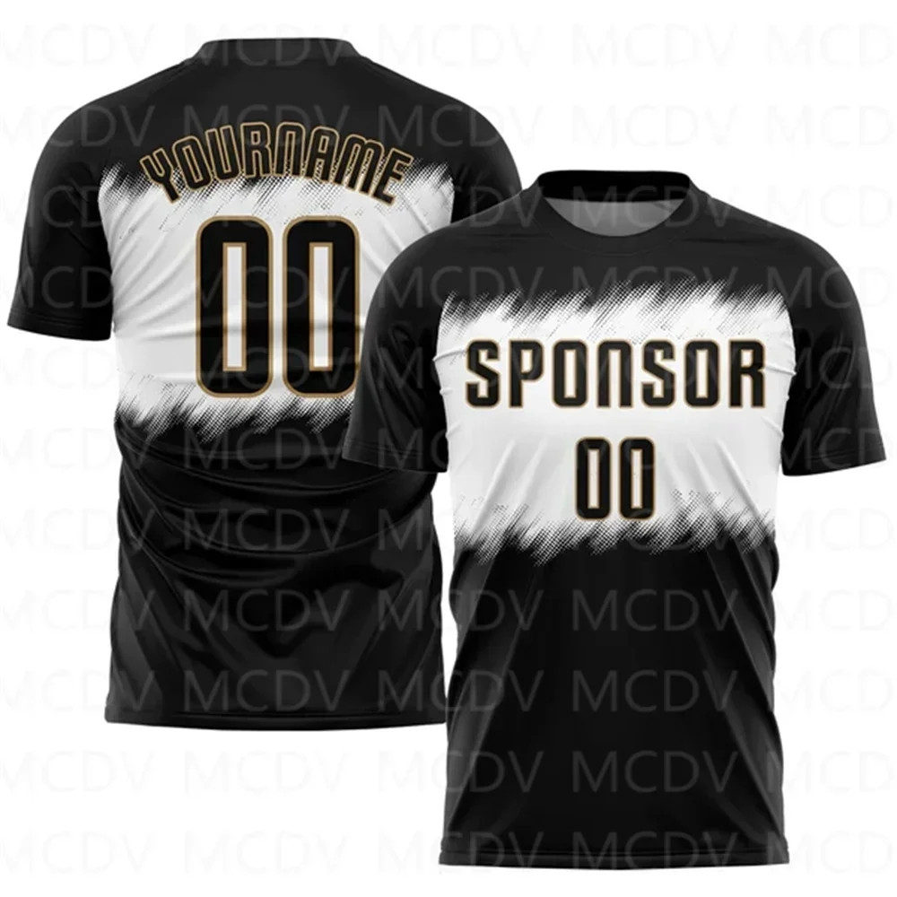 

Custom Black Black-Old Gold Sublimation Soccer Uniform Jersey 3D Printed T shirts Unisex Summer Sports Tops Tees