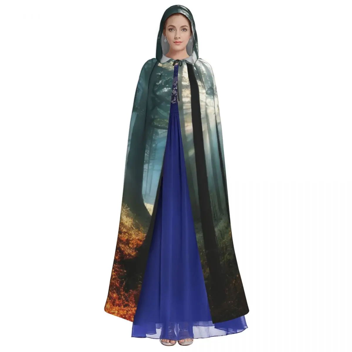 Длинный плащ с капюшоном Sunlight Shining Forest, средневековый костюм ведьмы, накидка для косплея, пальто на Хэллоуин для взрослых, унисекс