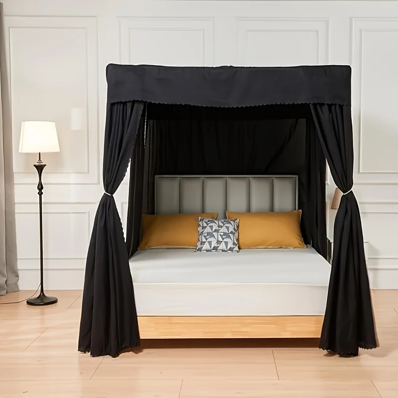Canopy Bed Curtain for Girls, Large Size Canopy Curtains and Bed Curtains Home Decor Bed Canopy Curtains (Solid Black) view 4