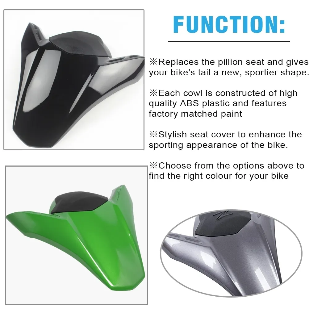 Z 900 Plastic Pillion Cowl Motorcycle Rear Passenger Seat Fairing Tail Seat Cover Fits For Kawasaki 2017-2024 2018 Z900 ABS SE