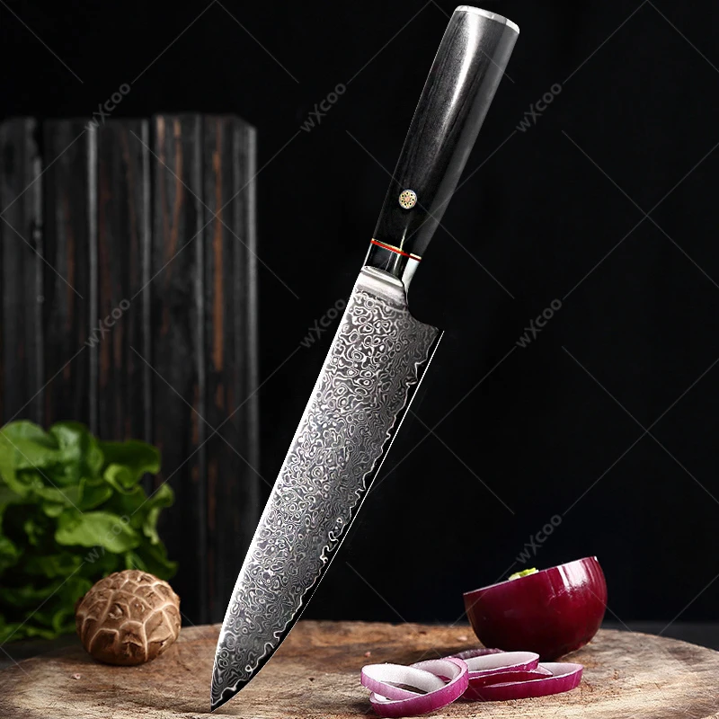 

WXCOO Stainless Steel 8 Inch Chef Knife 67 Layer Damascus Steel Kitchen Knife Western Slicing Knife Kitchen Meat Cleaver