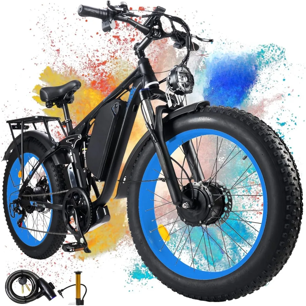 

3000W Fat-Tire Electric-Bike for Adults-Women Men Dual Motor Electric Bicycle, Bikes with 24 Inch for Off-Road Mountain Snow