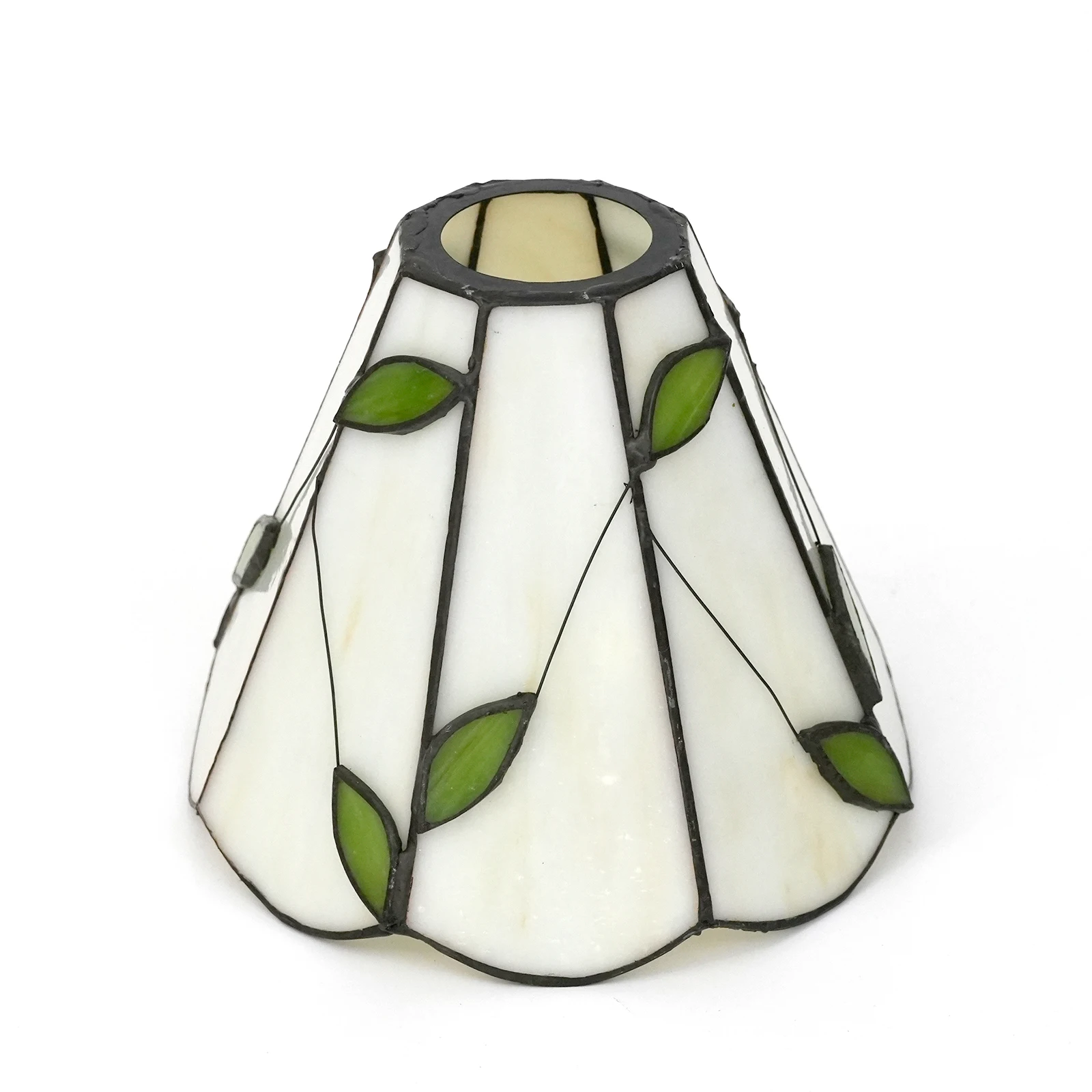 Modern Replacement Lampshade, Stained Glass Vintage White Blue Green Leaf Shade Cover Accessarioes for Chandelier, Wall Lamp