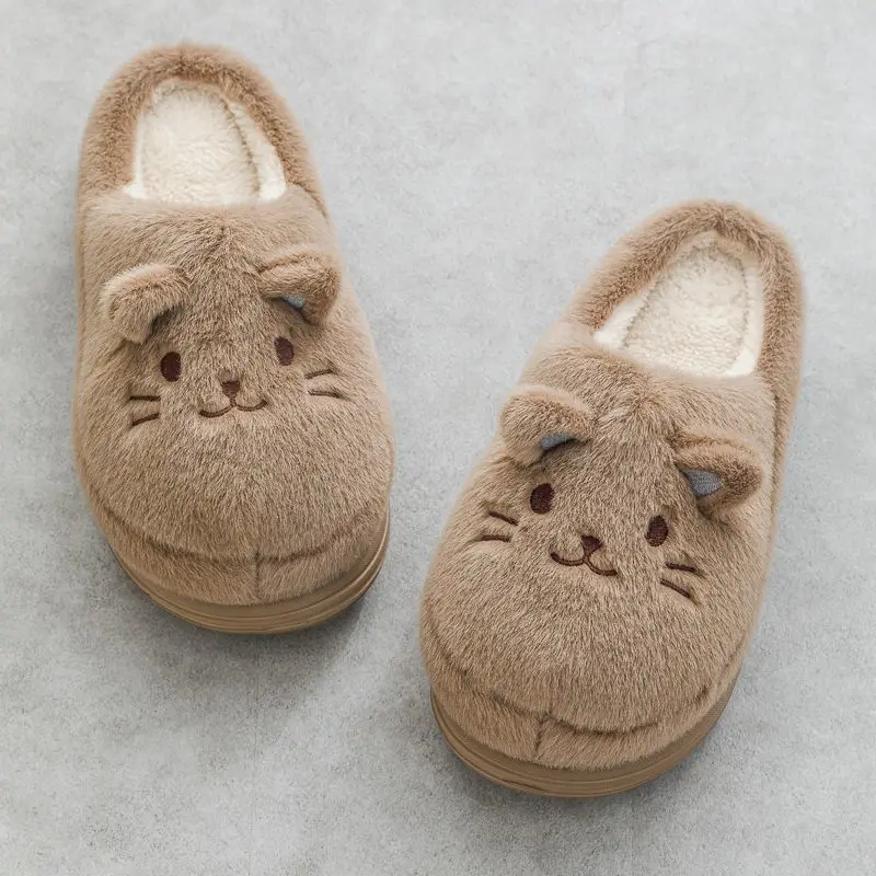 Latest Soft Kitty Slipper Mens Warm Home Shoes Couple Indoor Furry Slides Man Cheap Kitten Ankle Slipper Loafer Room Cat Slipper