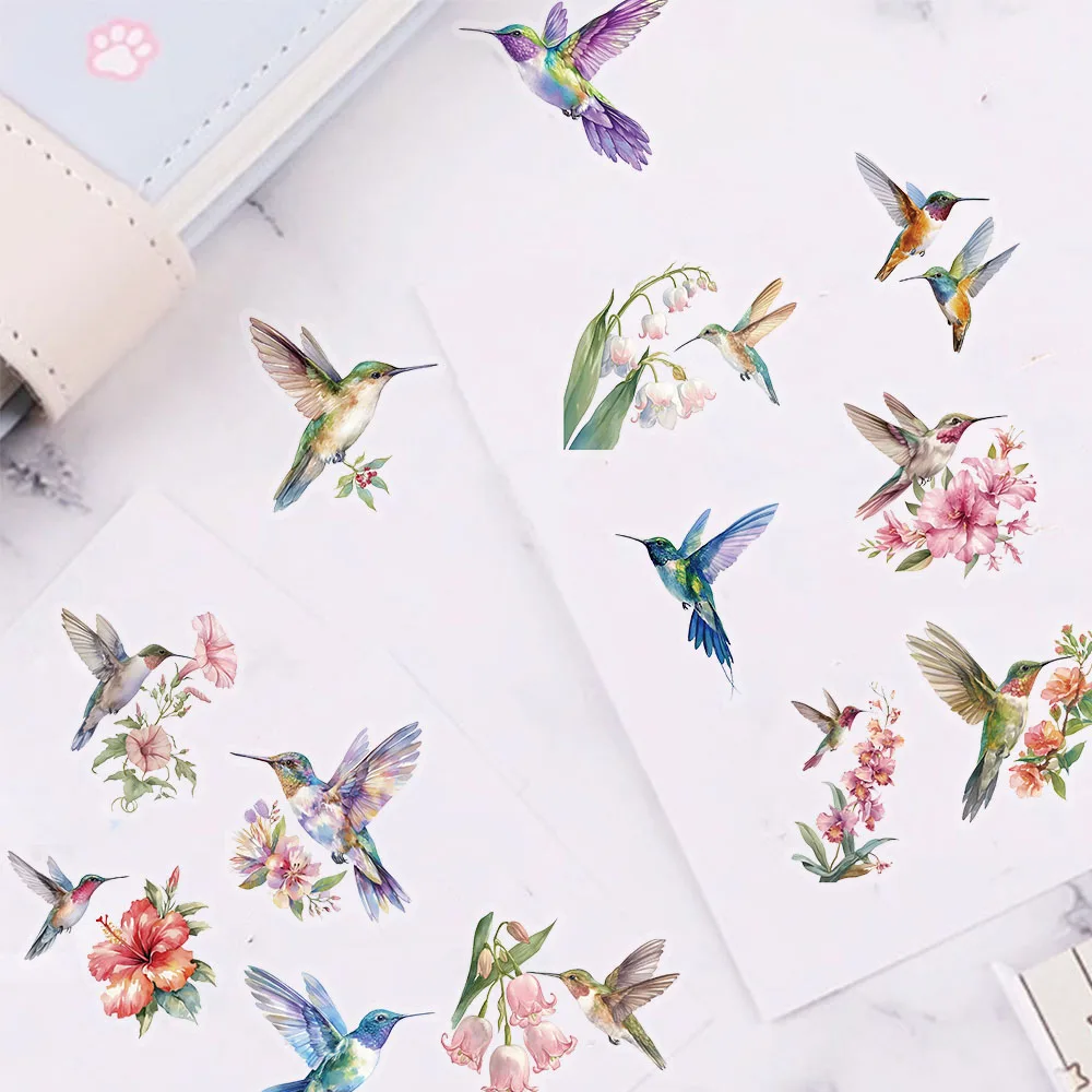 50/100PCS Cute Hummingbird PET Stickers Waterproof and Durable Decorative Motorcycle Notebook Water Bottle Waterproof Stickers