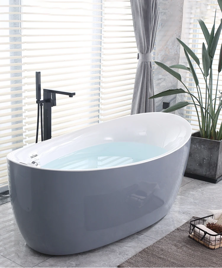 

Nordic minimalist independent cement gray bathtub 1.3-1.8 meters insulated deep bubble bathtub bathtub