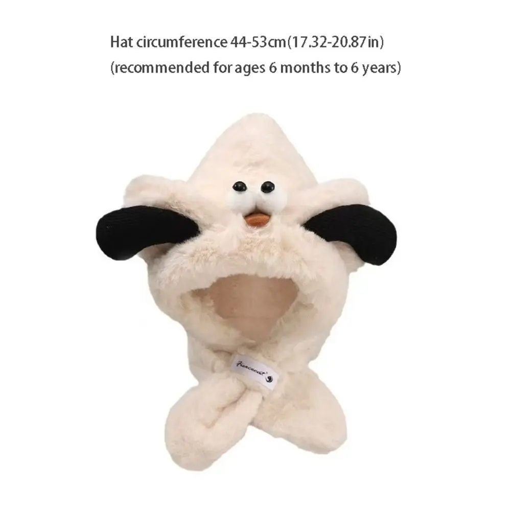 Gorro tipo jersey para niños, bufanda con capucha bonita y creativa, orejas de perro y cachorro, gorro cálido de invierno para niños, gorro suave a prueba de viento, conjunto de bufanda para clima frío