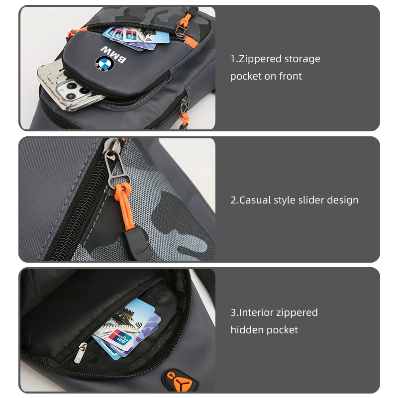 Car Logo Men Chest Bag Handbags Waist Bag Crossbody Bag Headphone Cable For BMW E90 E60 E46 E39 F30 F10 E87 X3 X4 X5 G20 M3 M5