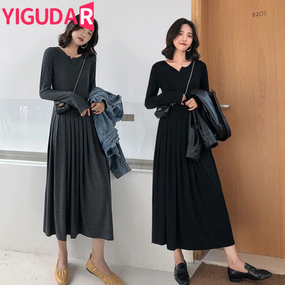 

2023 Pregnant Women Long Sleeve Clothes Maternity Elegant Brief Dress Pregnancy Spring Autumn Retro Fairy Long Skirt vestidos