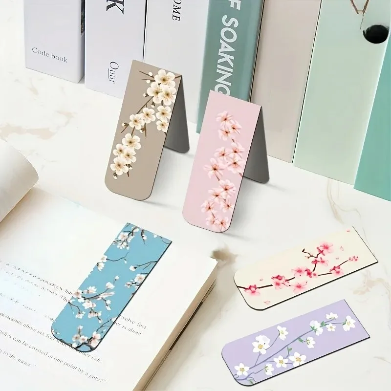 1 Set/5 Stück Magnetische Lesezeichen mit Verschiedenen Blumendesigns - Starke Magnet-Seitenclips für Bücher, Langlebiges Lesezeichen-Set für Leser