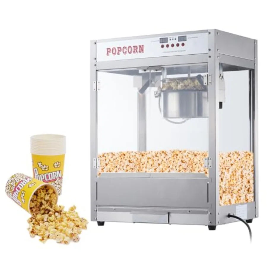 

Аппарат для приготовления попкорна 8 унций для киновечеров с контролем температуры и цифровым дисплеем, в стиле кинотеатра, на 10 порций