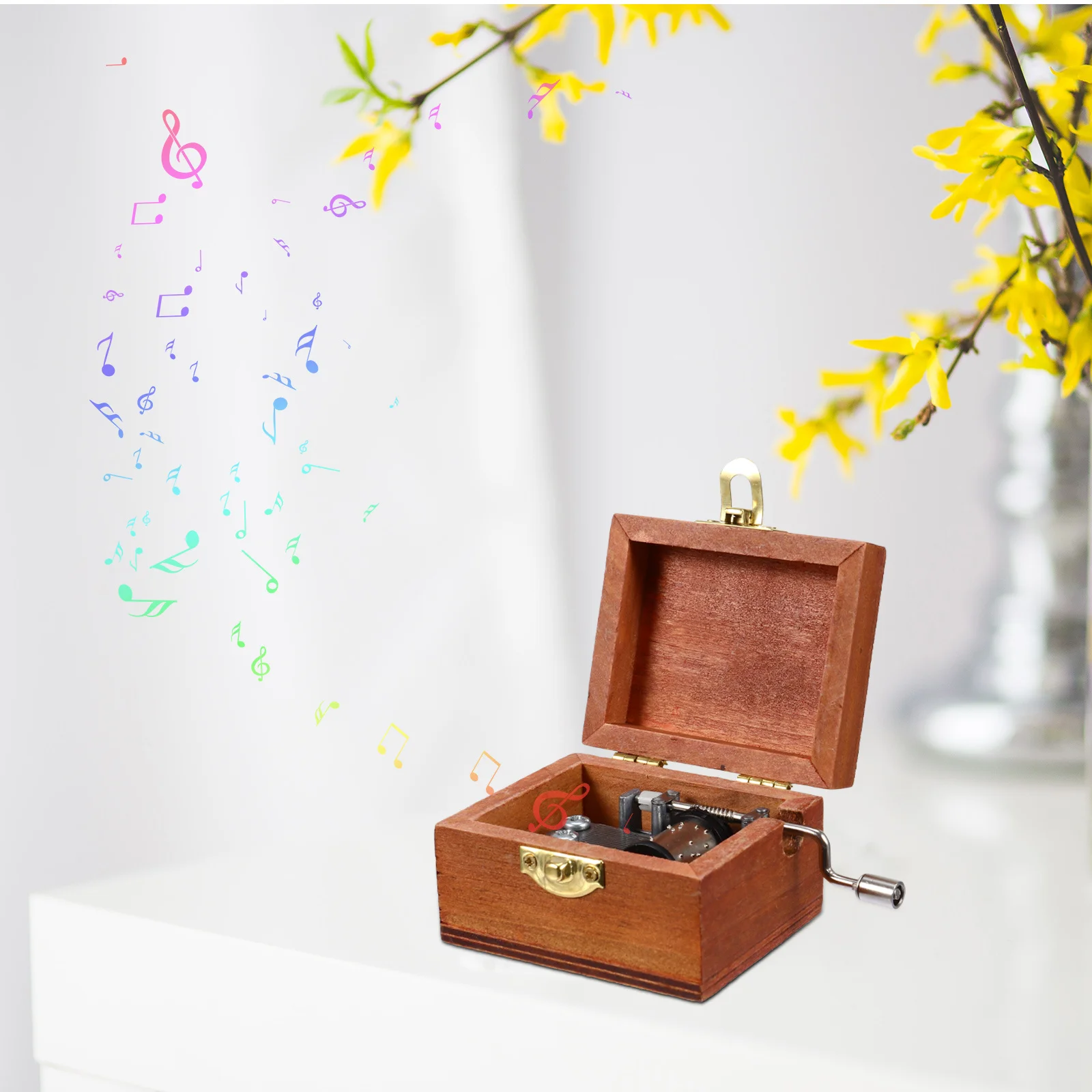 

1pc Wooden Music Box Mini Hand Crank Clockwork Musical For Kids Adults Christmas Birthday Gift Decoration Home Ornament
