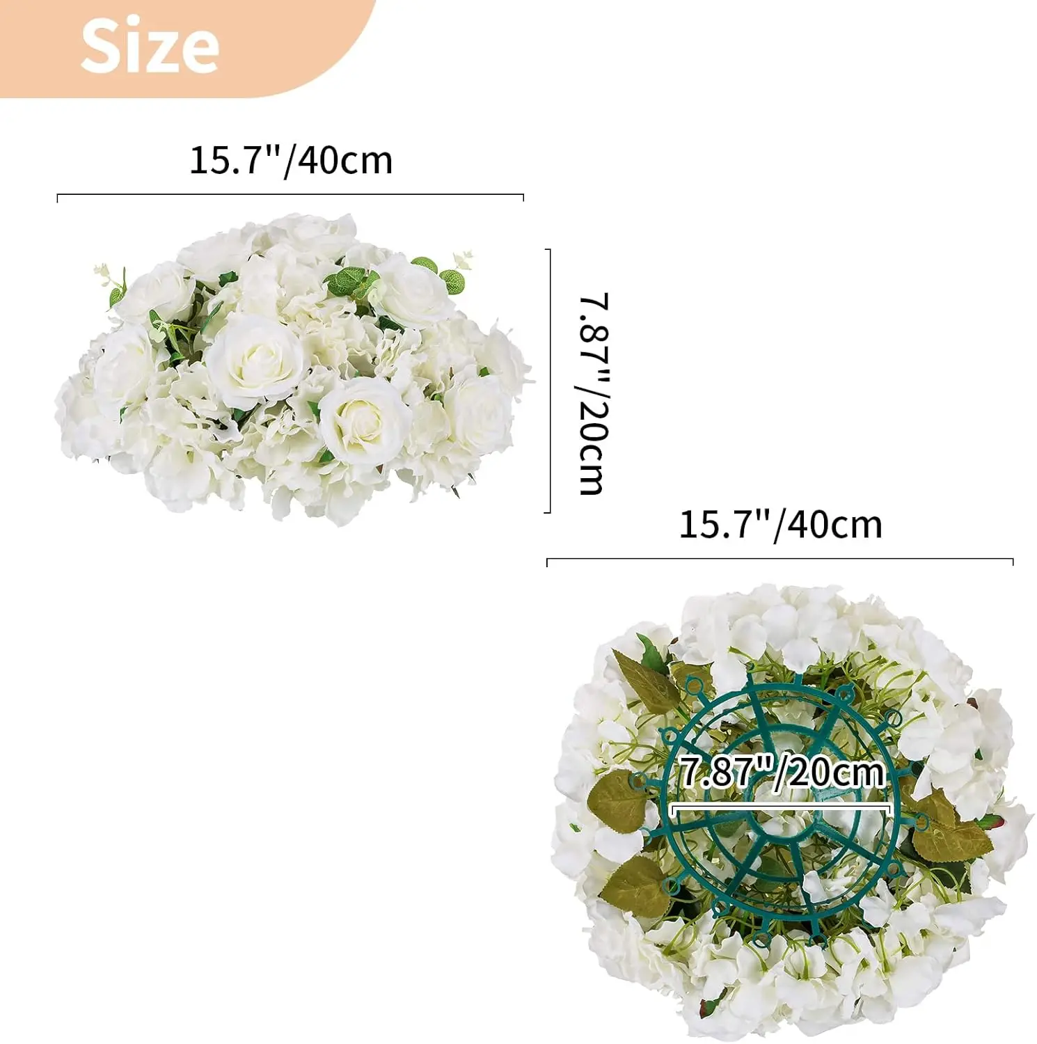 HOT Flower Ball Arrangement Bouquet - 10 Pcs 15.7 inch Diameter White Fake Flowers Roses Balls for Centerpieces Tables