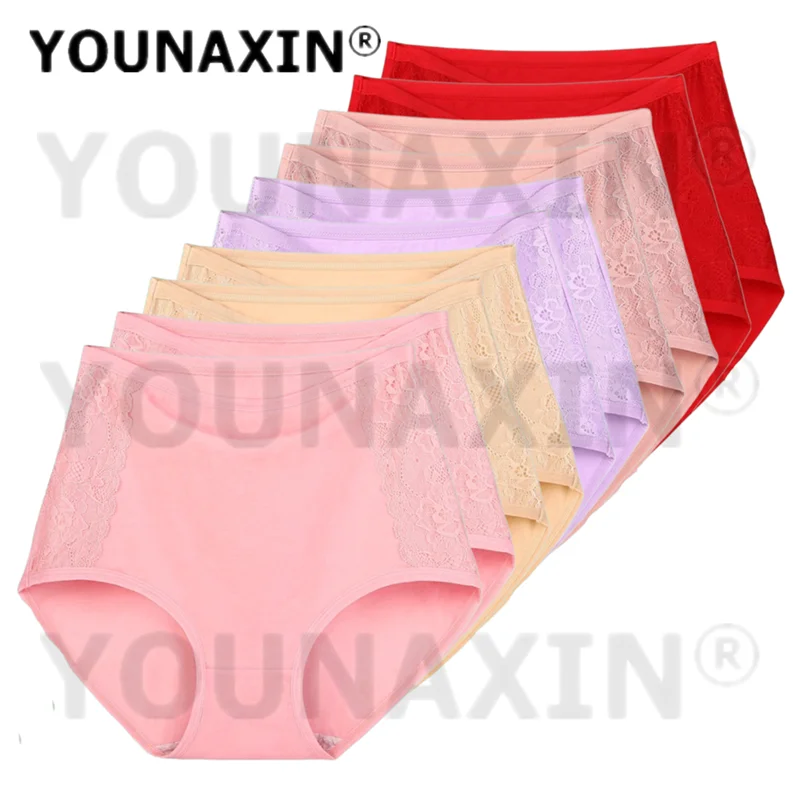 YOUNAXIN 10 Pieces Women's Underwear Abdominal Panties Middle-aged Briefs Plus Size XL-6XL Underpants Wholesale