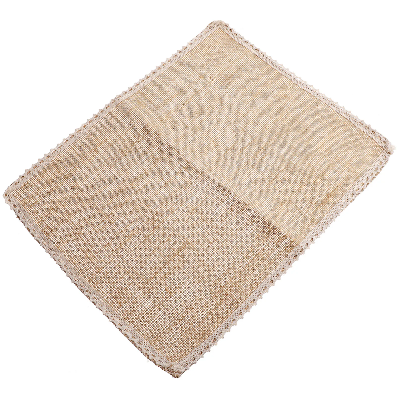 

4Pcs Linen Coasters Lace Placemats Home Table Mats Heat Insulation Anti-Skid Protective Mats for Cups Bowls Plates