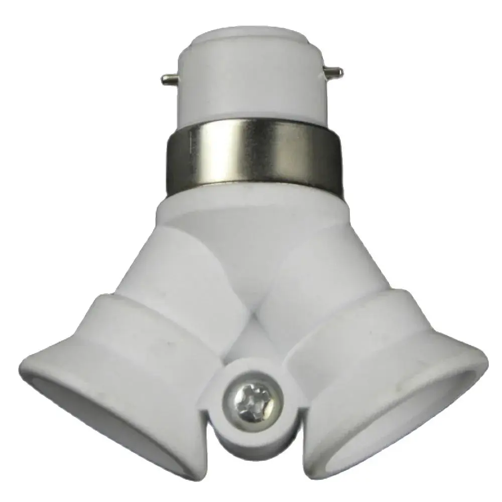 1pcs B22 to 2E14 Bulb Holders 2 Way E14 Lamp Base Extension Plastic Lampholder Socket Adapter Converter White