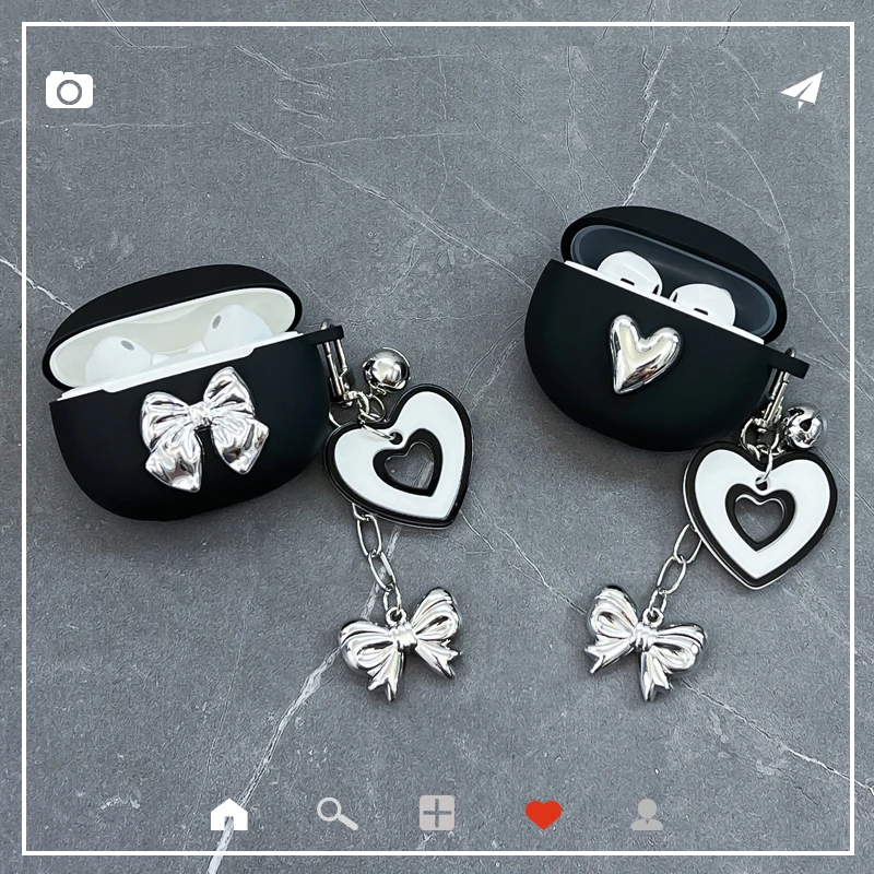 لطيف الحب سلسلة الحال بالنسبة فيفو TWS 3 / 3PRO سماعة سيليكون غطاء فاخر تصفيح القوس المفاتيح الحال بالنسبة فيفو TWS 3PRO