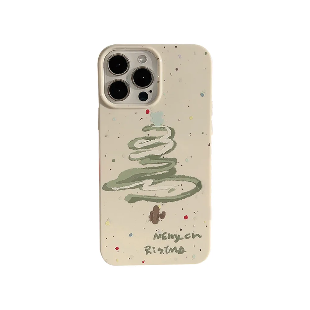 Christmas Tree Silicone Phone Case, Small Ins Ribbon, 14iPhone 13Pro Max, Soft 11, 12, 12