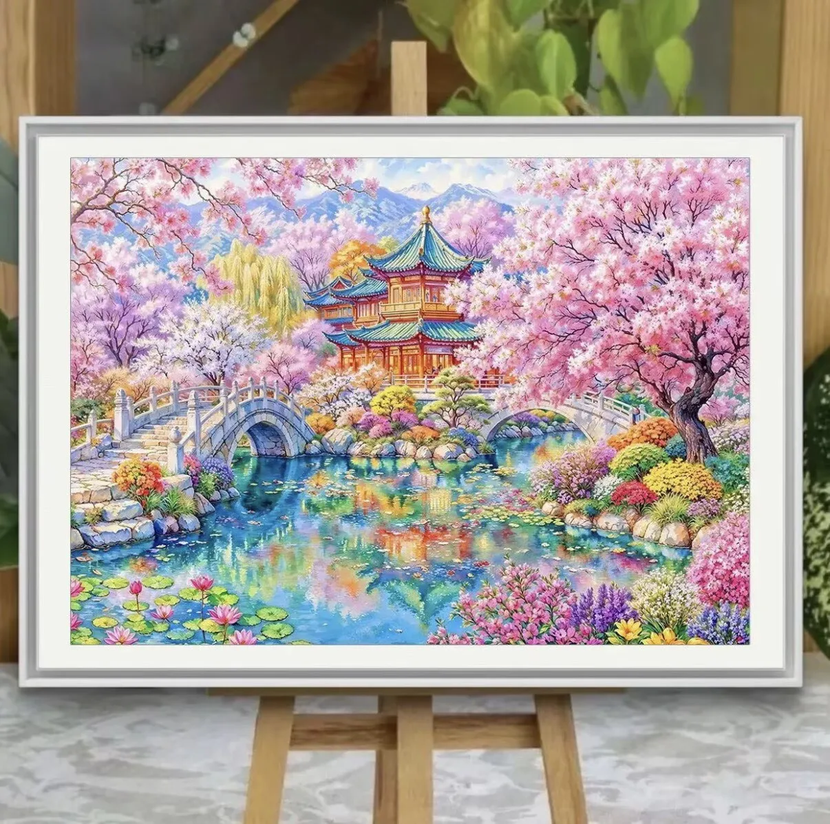 

Набор для вышивания крестиком 9ct 110x75см «Весенний сад» с принтом, для рукоделия, с иглами и нитками, 68 цветов