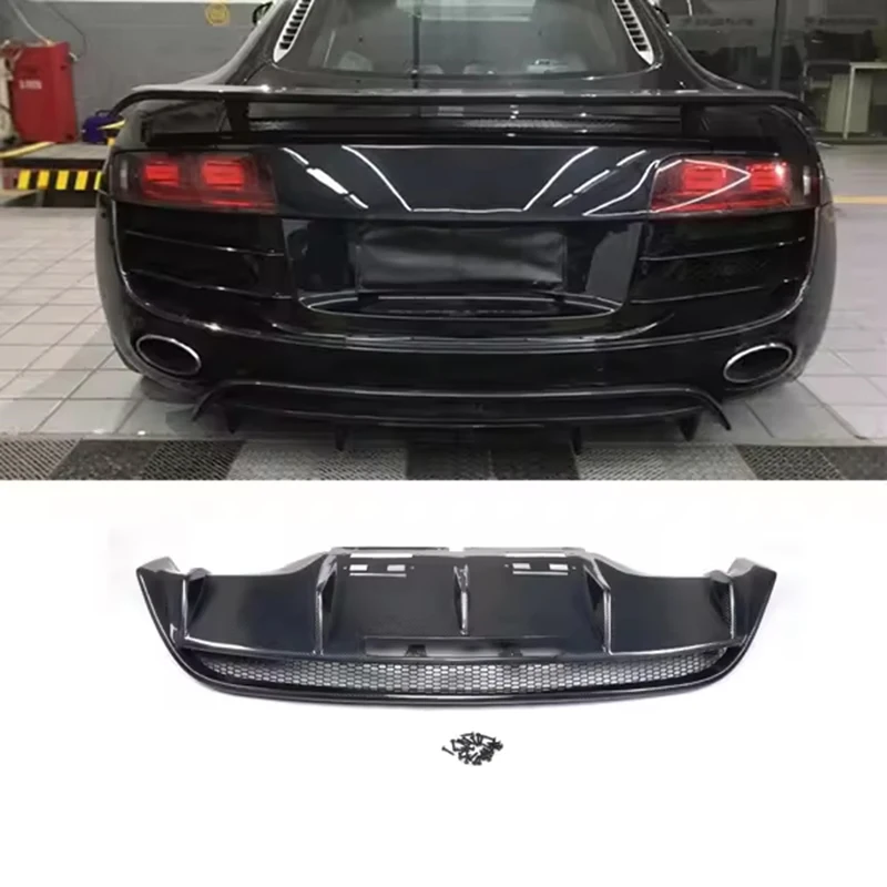 

2016-2018 Audi R8 V Style Carbon Fiber Rear Lip Diffuser with Splitter New Condition Ture Factory Fitment