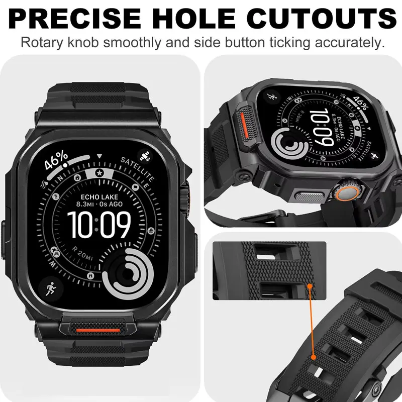Case+Strap for Apple Watch Ultra 3 2 49mm Modification Kit Strap Iwatch Ultra 3 2 1 49mm Silicone Bracelet+Metal Case Accessory