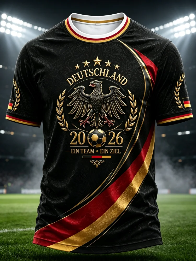 Summer New Germany Black Soccer Jersey Sports Golden Eagle Breathable Quick-Dry Men Women Fans Training Uniform Family Kids Tees