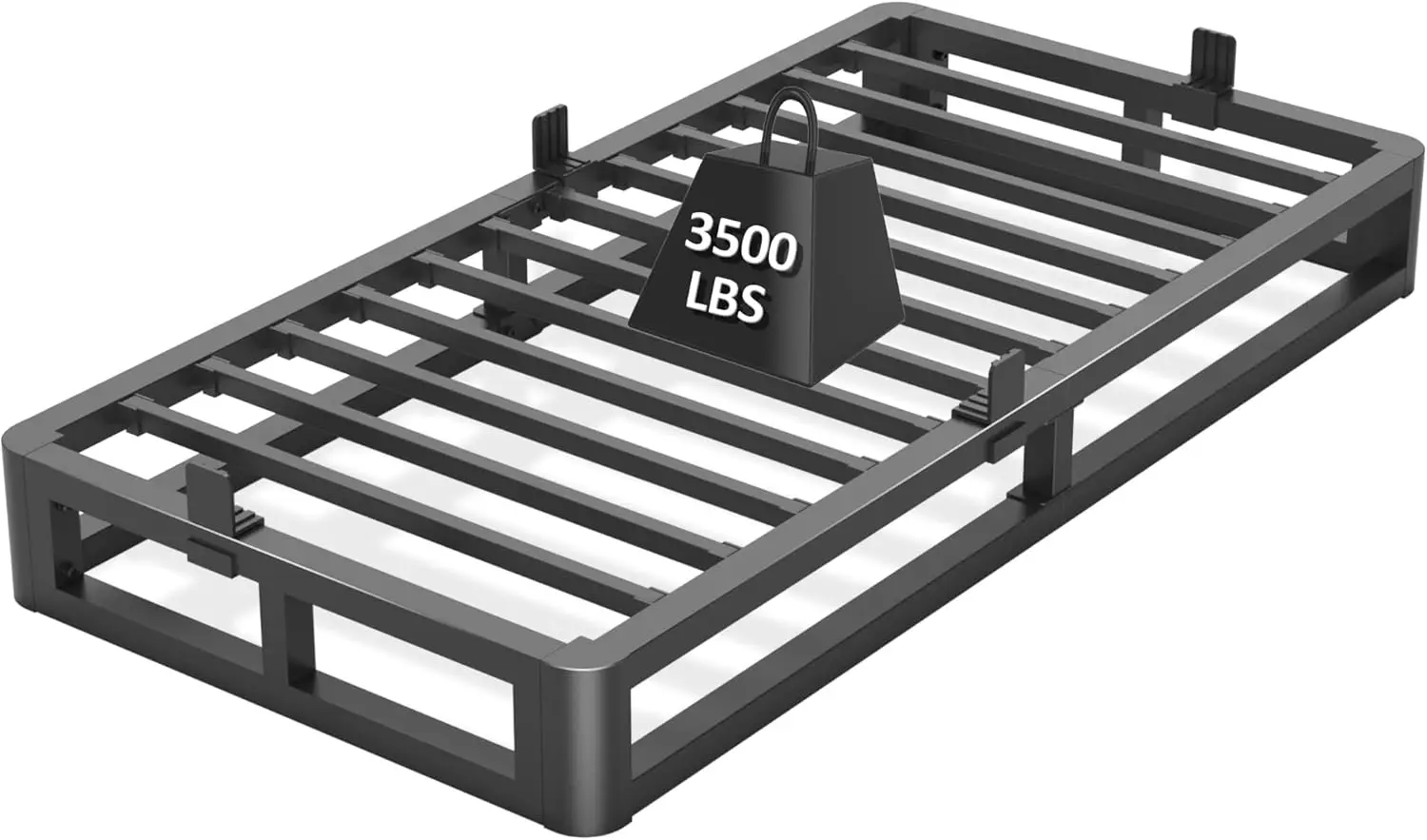 

Low Profile Twin Metal Bed Frame with Round Corners, Steel Slat Support, Easy Assembly and Noise Free Design