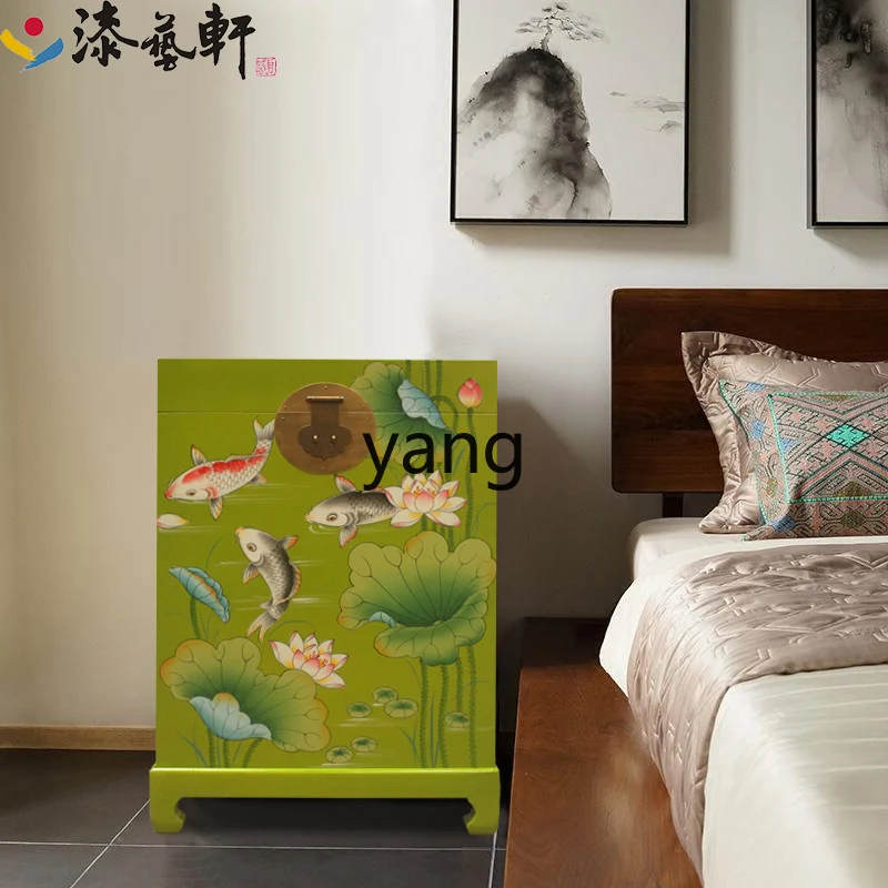 CX Modern New Chinese Style Solid Wood Bedside Cabinet Living Room Sofa Side Table Storage Box