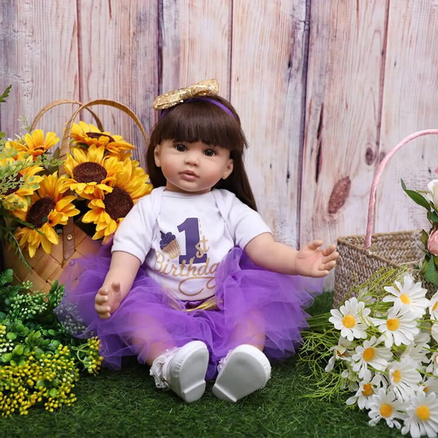 

Reborn Toddler Dolls 24 inch 60cm Soft Silicone Vinyl Realistic Reborn Dolls Girls with Long Hair Real Baby Dolls that Look Real Newborn