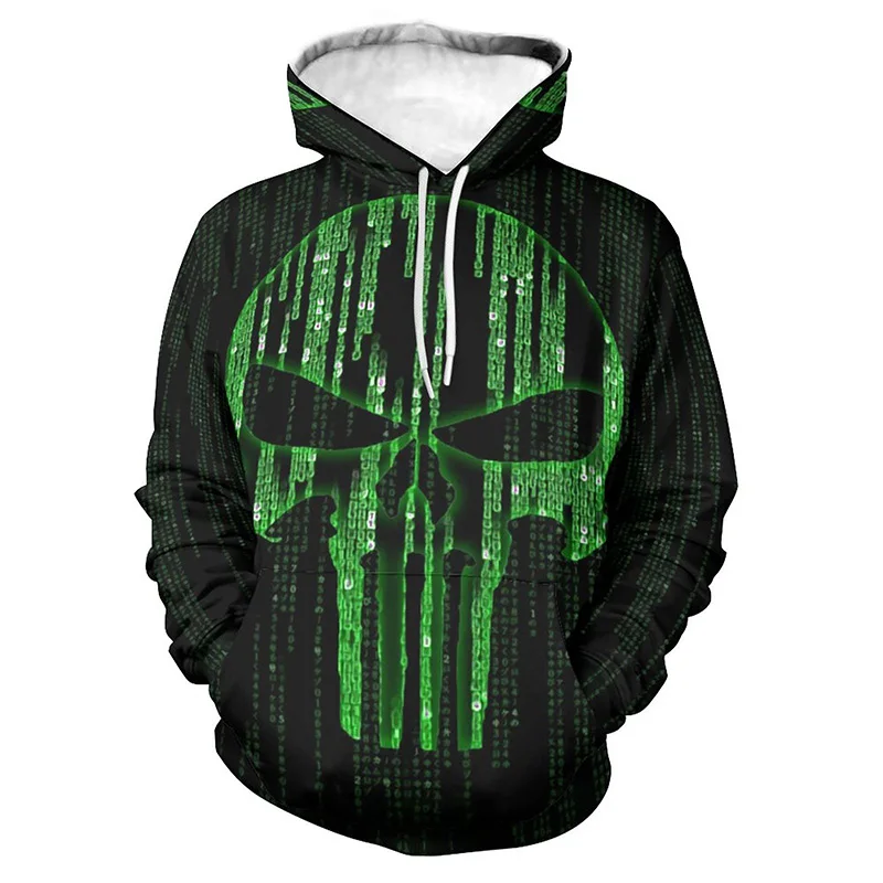 3D Print Hooded Green Matrix Code Horror Printed Hoodies Harajuku Style Swearshirts Men Women Children Hooded Cool Jacket Tops