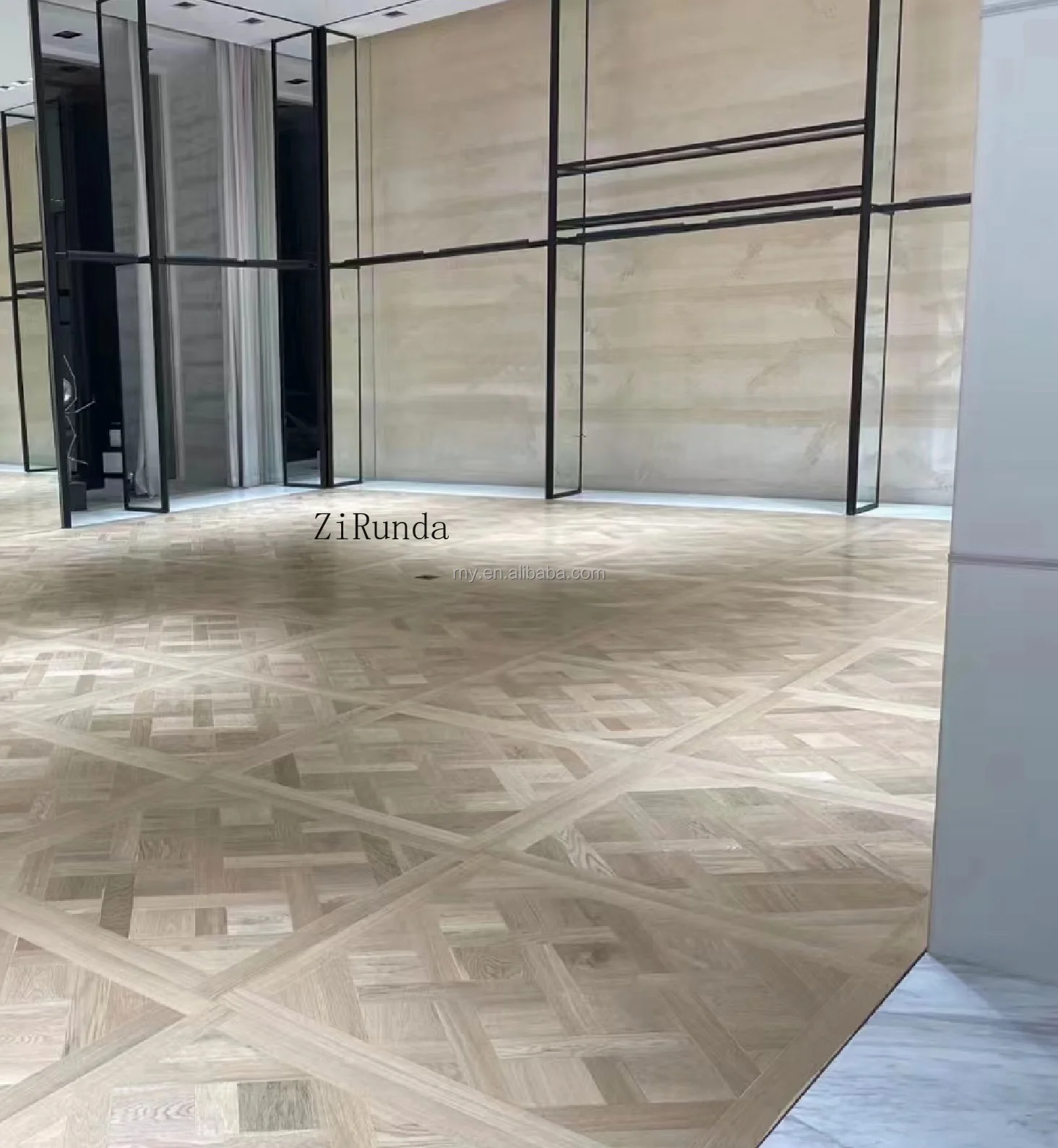 Customized version of modern brushed craft oak flooring wood paneling art