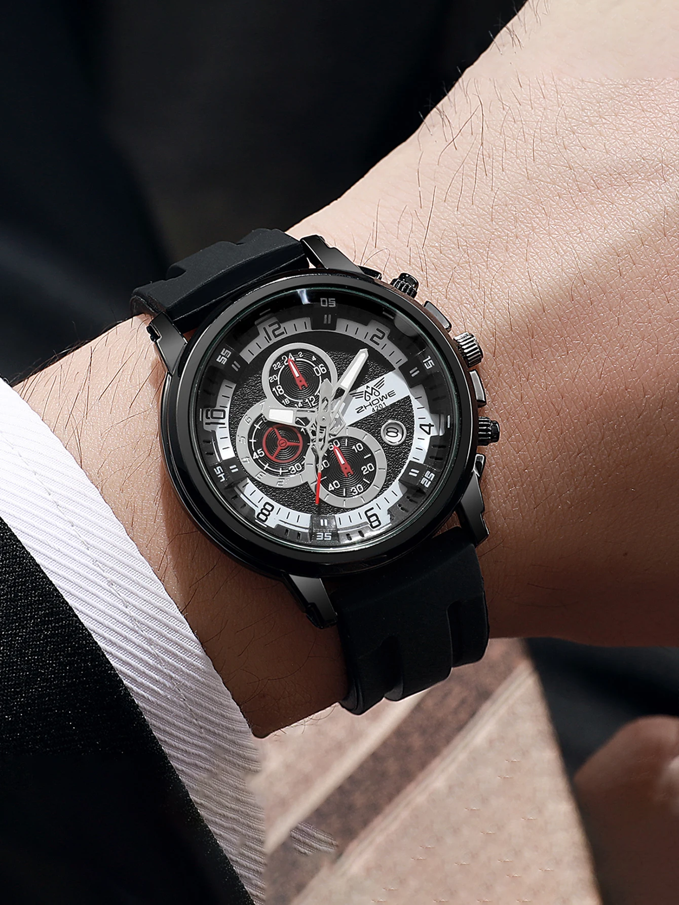 

Мужские кварцевые часы-хронограф, водонепроницаемые спортивные наручные часы с силиконовым ремешком, стильные разноцветные часы для повседневного использования и активного отдыха