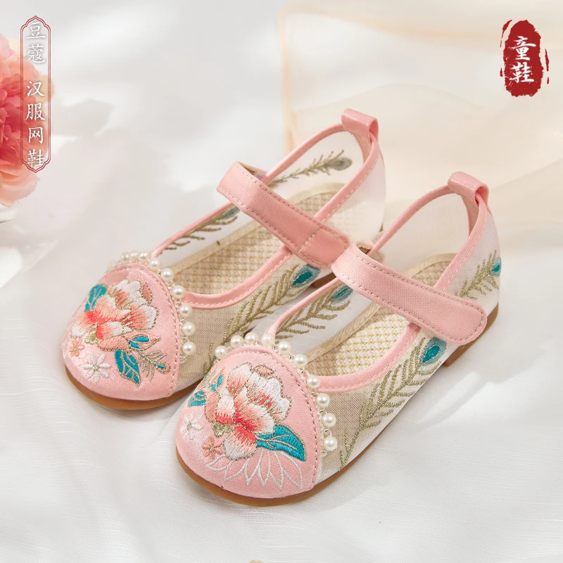 Children\'s Hanfu shoes Summer style girl antique embroidery shoes Chinese style Tang dress shoes national style performance shoe