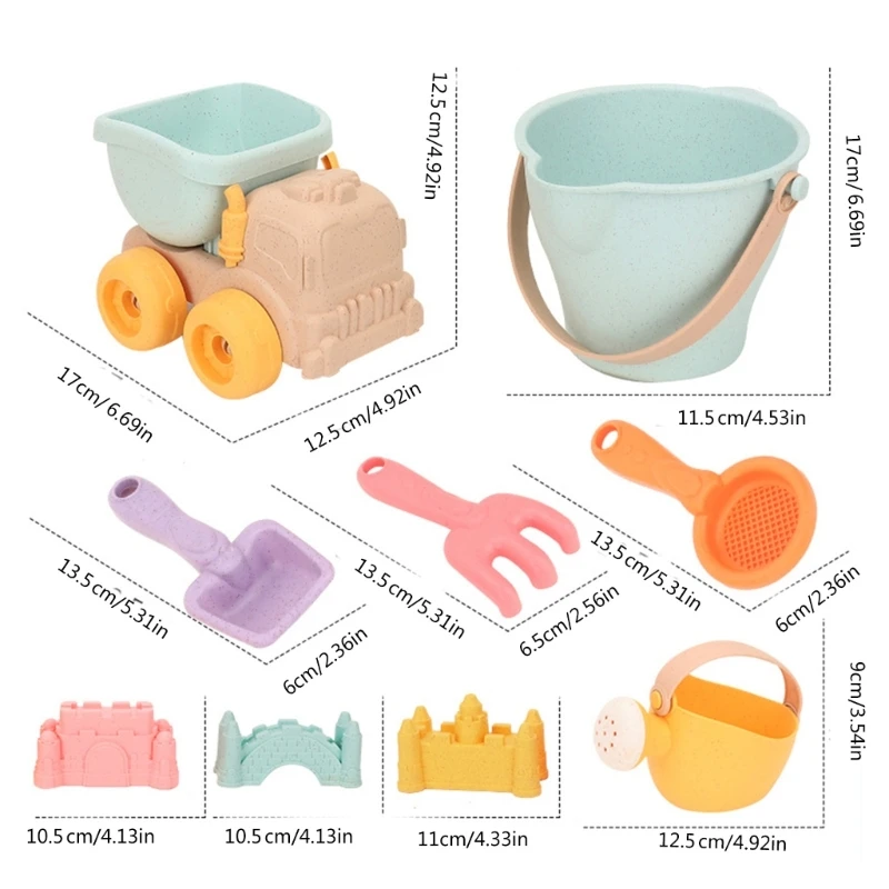 Beach Toy Outdoor Sand Play Castle Toy with Mold Shovel Truck Sandcastles Toy Bathtub Water Play Toy Kids Educational Toy