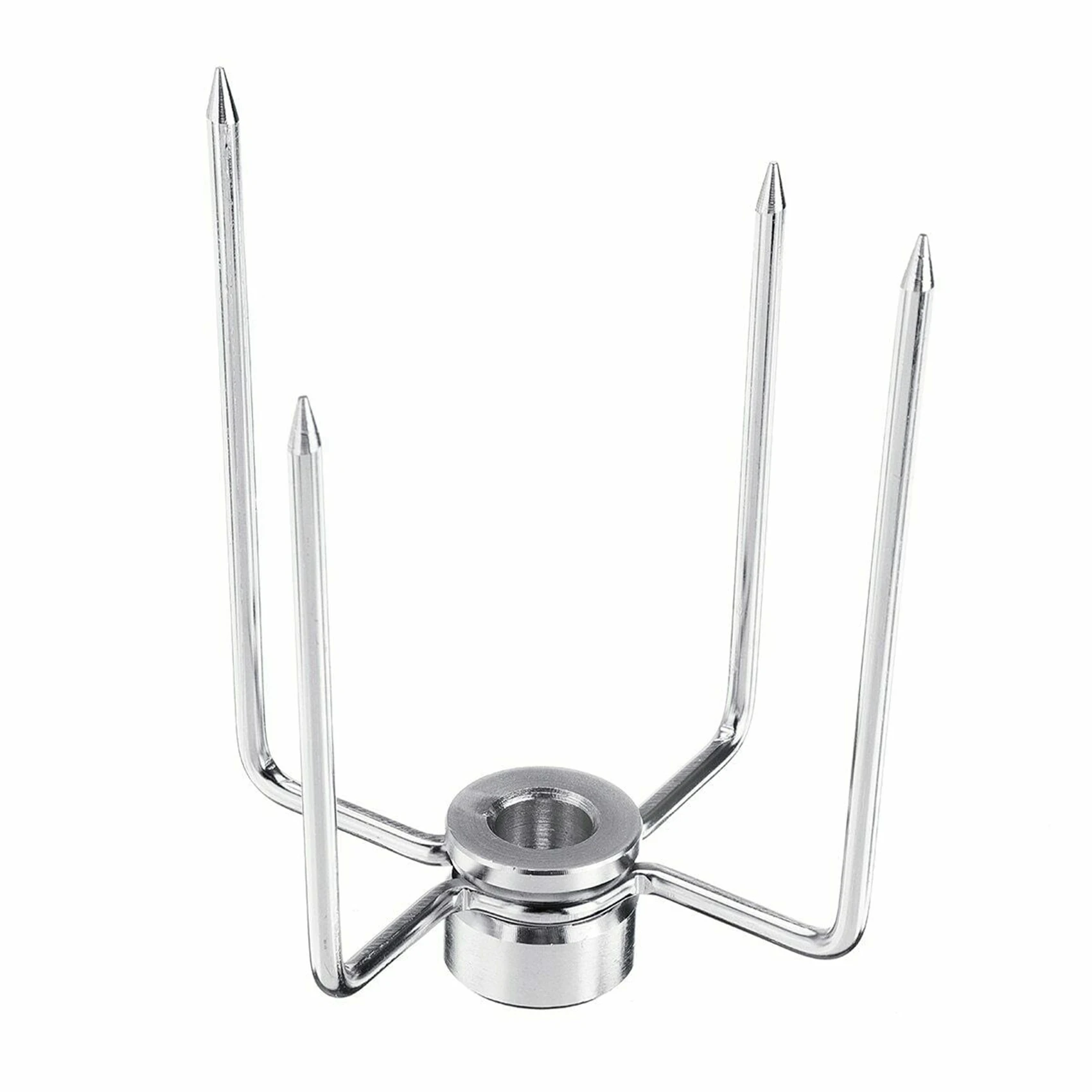 THIVN-4Pcs BBQ Rotisserie Meat Forks Clamp Grill Meatpicks Stainless Steel Barbecue Skewer