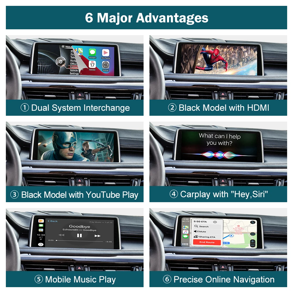 مشغل سيارة لاسلكي مع ميرورلينك آلي أندرويد ، AirPlay ، BMW NBT EVO X5 F15 f6 F85 F86-، X1 F48-