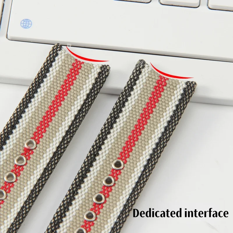 Cinturino in tela di nylon e vera pelle per Burberry Bu7600 7601 7602 Cinturino in pelle da uomo in tela Accessori Cinturino da 22 mm