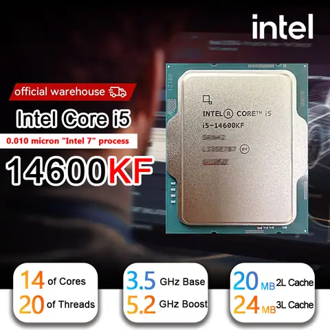 Intel Core i5 14600KF New (14th gen) 3.5GHz 14-Core 20-Thread CPU L3=24M 125W LGA 1700 but without Cooler
