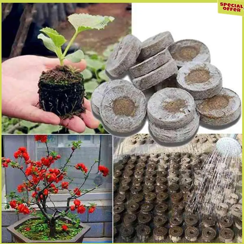 

A34R 100Pcs Professional Peat Pellets Plant Starting Soil Block Jiffy Seedling Plugs Environmental Garden Nursery