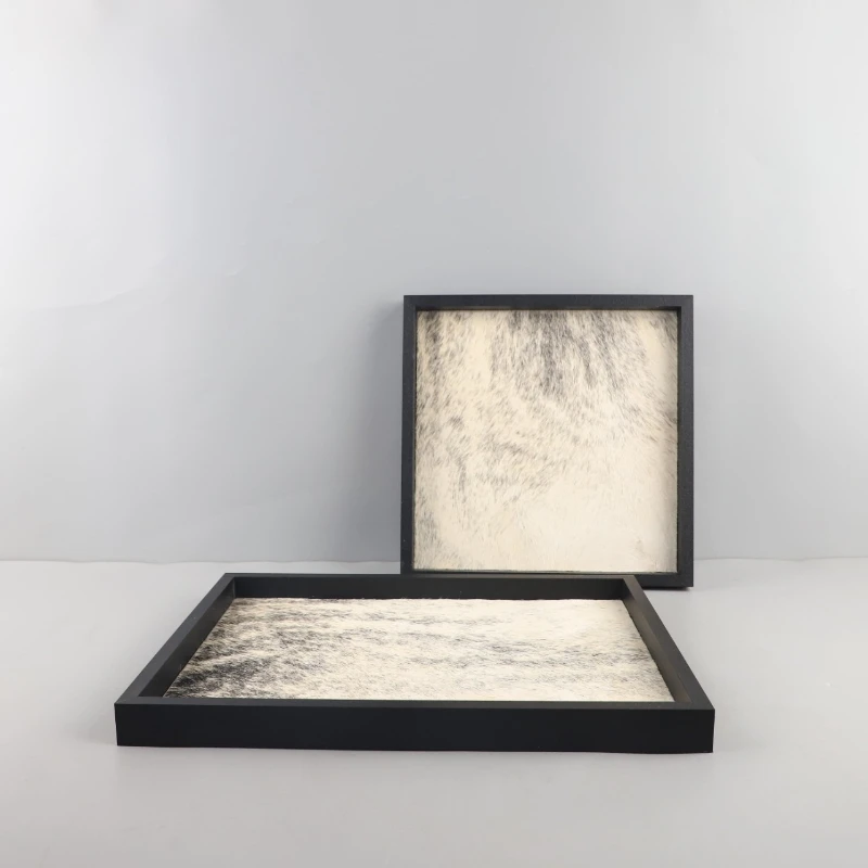 Bandeja de Crin de Caballo Genuina con Detalles de Cuero, Organizador de Joyas y Accesorios de Estilo Moderno de Mediados de Siglo, Organizador de Lujo para Tocador y Decoración del Hogar