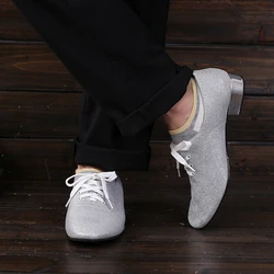 Zapatos Deportivos modernos para hombre, zapatillas de baile latino para niño y adulto, calzado de baile cuadrado social, zapatillas planas de PU con ventilación para salón de baile