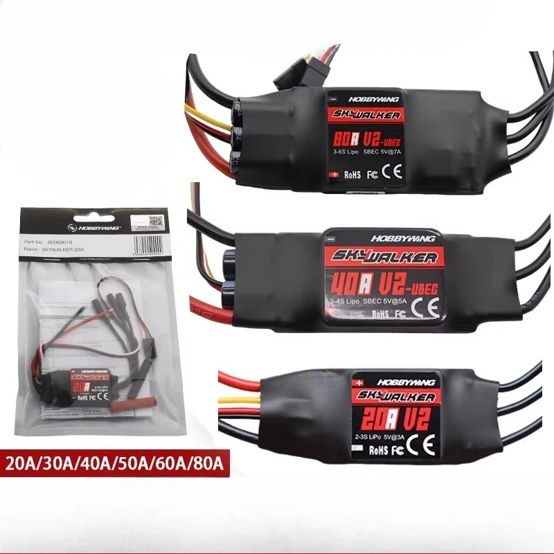 Brushless ESC 30A 40A 60A 80A 2-6S ESC for RC Ship Model Aviation Plane Aircraft Model Weld banana head+XT60 T-Plug