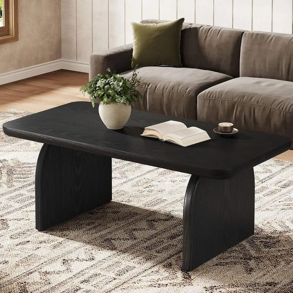 

armhouse Coee Table or Living Room, 47-Inch -Century Recular Center Table with Rounded s, ern Low Large Cocktail Tea urniture, E